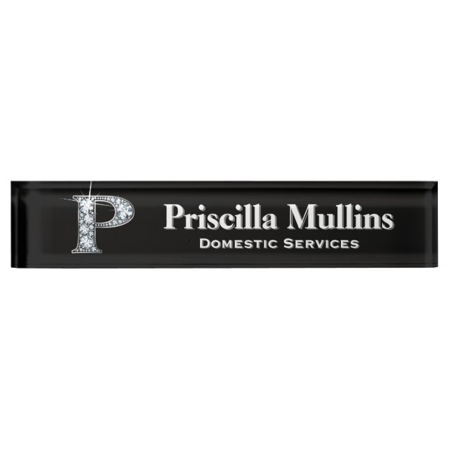 Placa De Nombre P Faux Diamond Desk Nameplate (Anverso)