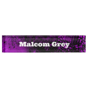 Placa De Nombre Paint Splatt Effect Purple & Black