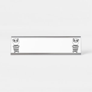 Placa De Nombre Panda Kids