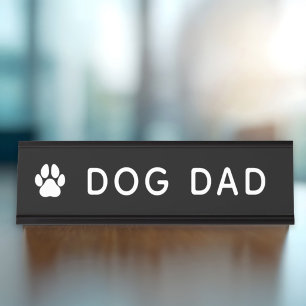 Placa De Nombre Papa Perro Huella de Pezuña Divertida Oficina