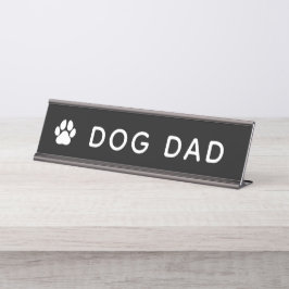Placa De Nombre Papa Perro Huella de Pezuña Divertida Oficina