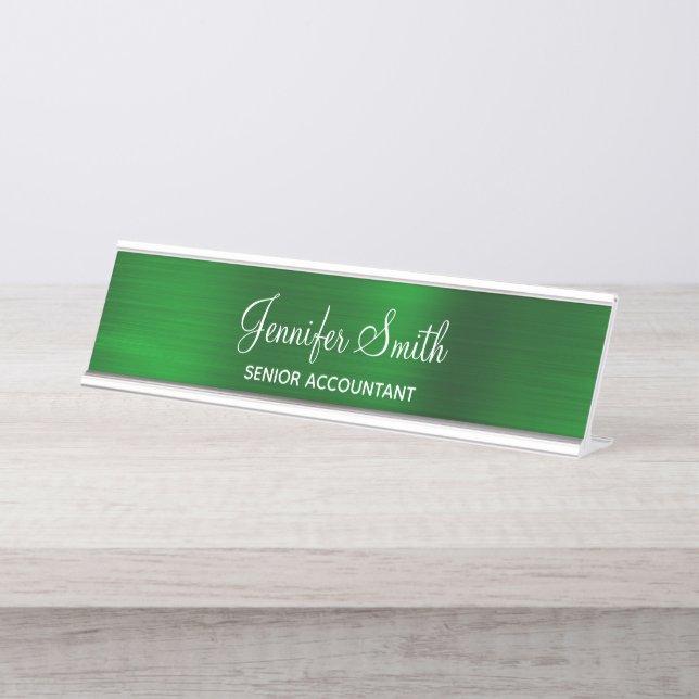 Placa De Nombre Papel de aluminio verde esmeralda falso (Anverso)