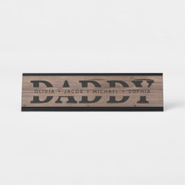 Placa De Nombre "Papi" niños personalizados llaman negro maderero