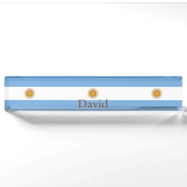 Placa de nombre para escritorio con bandera argent (Anverso)