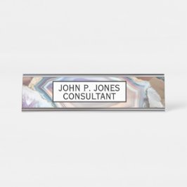 Placa de nombre para escritorio con cristal de geo