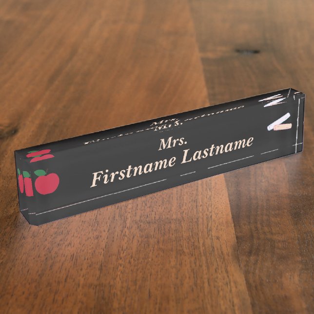 Placa de nombre para escritorio de maestro – Negro (Lateral)