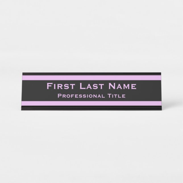Placa de nombre para escritorio moderno Lavendar P (Anverso)