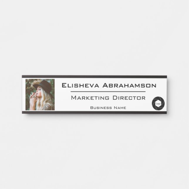 Placa de nombre para puerta de oficina con foto (Anverso)