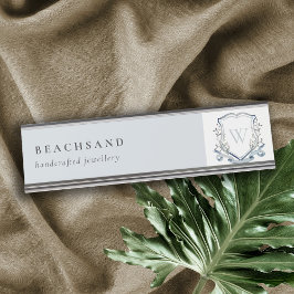 Placa De Nombre Pastel Azul Flor silvestre Escudo Monograma