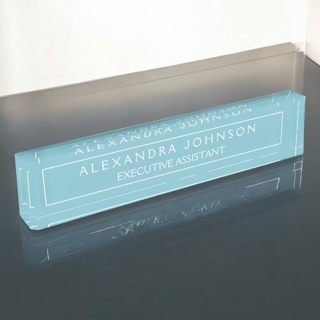 Placa De Nombre Pastel azul profesional y moderno (Subido por el creador)