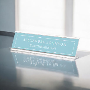 Placa De Nombre Pastel azul profesional y moderno