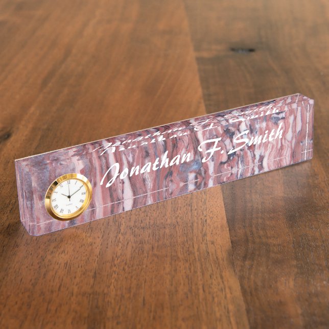 Placa De Nombre Patrón abstracto de piedra mineral roja (Lateral)