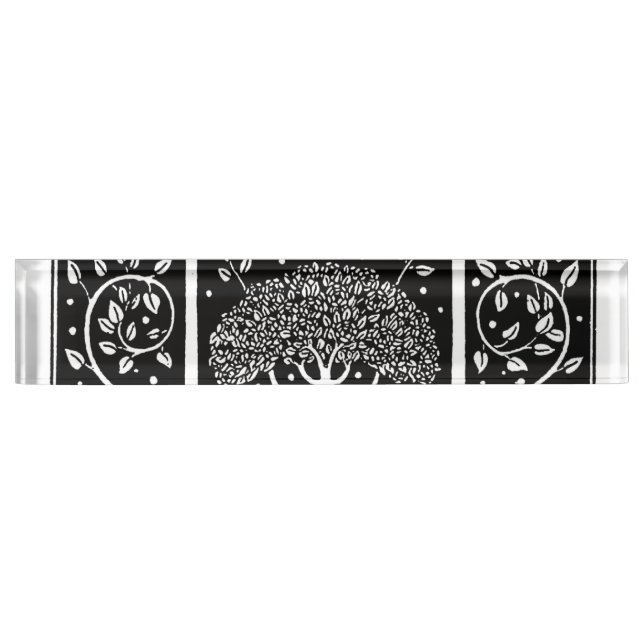 Placa De Nombre Patrón Beardsley de árbol Art Nouveau (Anverso)