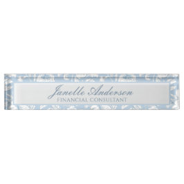 Placa De Nombre Patrón de chinoisería azul y blanco