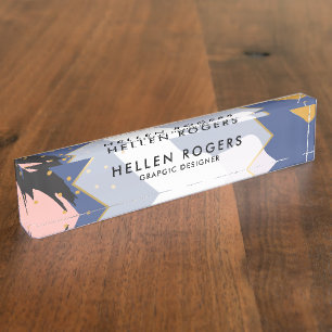 Placa De Nombre Patrón de formas orgánicas abstractas