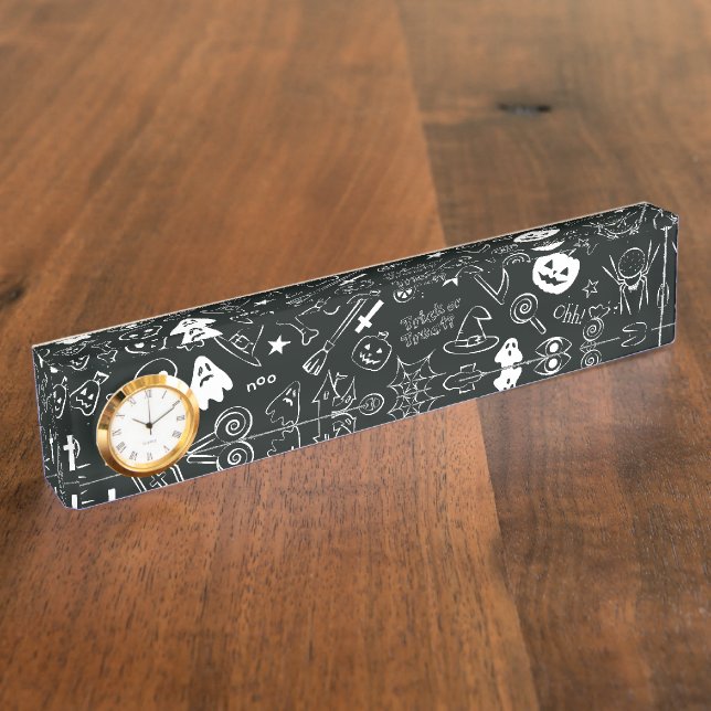 Placa De Nombre Patrón de Halloween 1 (Lateral)