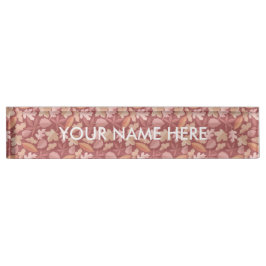 Placa De Nombre Patrón de hojas de Marsala