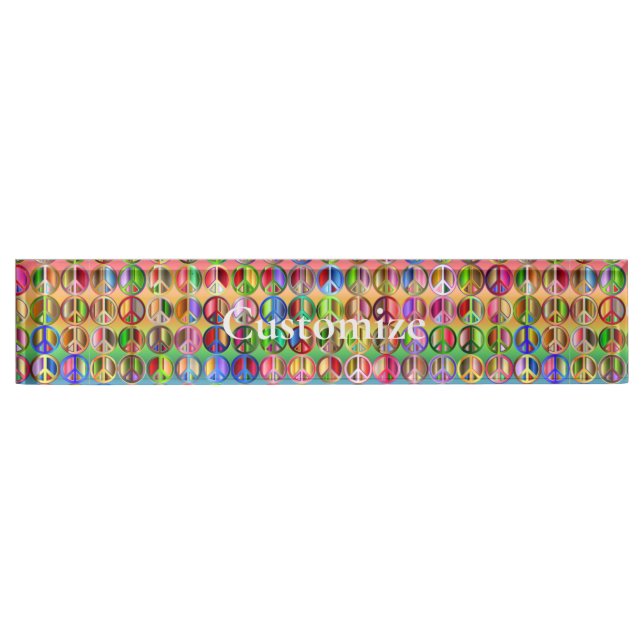 Placa De Nombre patrón de símbolos de paz multicolor (Anverso)