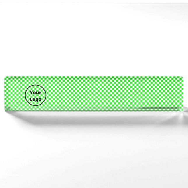 Placa De Nombre Patrón de tablero de fichas verde y blanco (Anverso)
