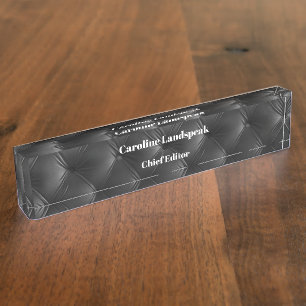 Placa De Nombre Patrón elegante de terraplén negro