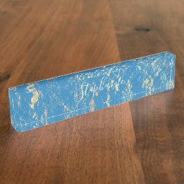 Placa De Nombre Patrones de Relieve metalizado dorado Rústico Nomb