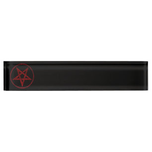 Placa De Nombre Pentagram del diablo Rojo