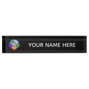 Placa De Nombre Pentagrama de Wiccan