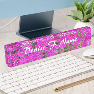 Placa De Nombre Pequeñas Azaleas Rosadas Floral Personalizado