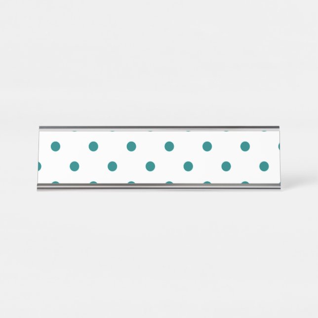 Placa De Nombre Pequeño Polkadots - Verde azulado (Anverso)