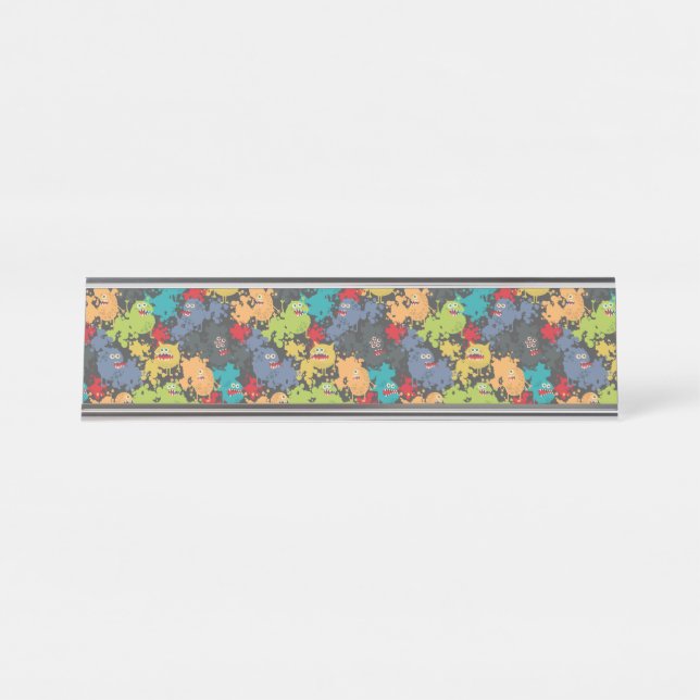 Placa De Nombre Pequeños monstruos graciosos (Anverso)