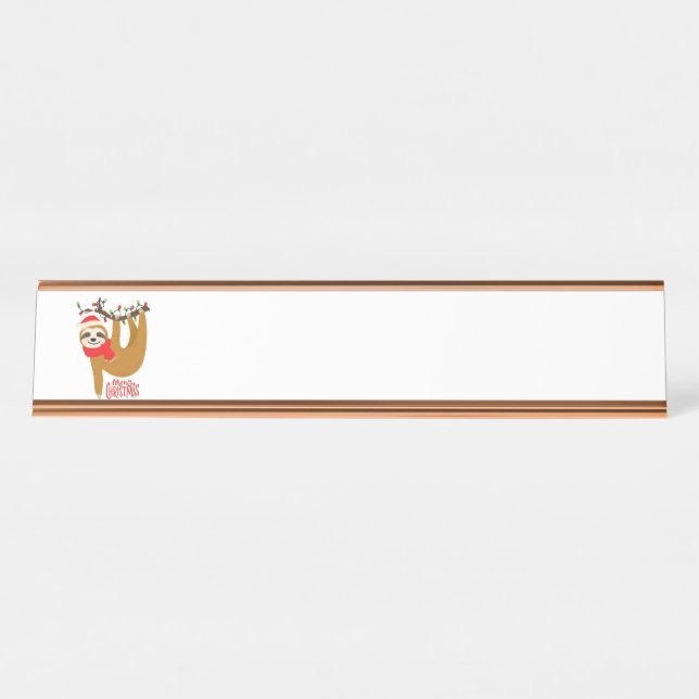 Placa De Nombre Perezoso Feliz Navidad (Anverso)