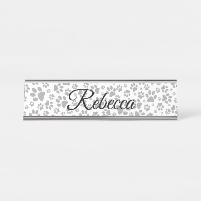 Placa De Nombre Perro Paws Black and White Polka Dot (Anverso)