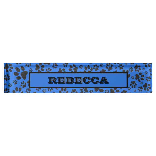 Placa De Nombre Perro Paws Black & White Polka Dot (Punto de polka (Anverso)