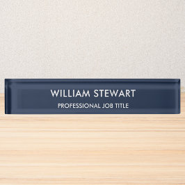 Placa De Nombre Personal profesional del empleado azul de la Marin