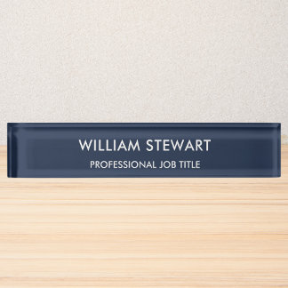 Placa De Nombre Personal profesional del empleado azul de la Marin