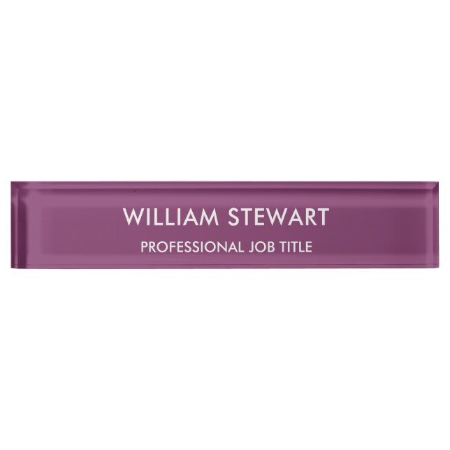 Placa De Nombre Personal profesional Minimalista de Berry (Anverso)