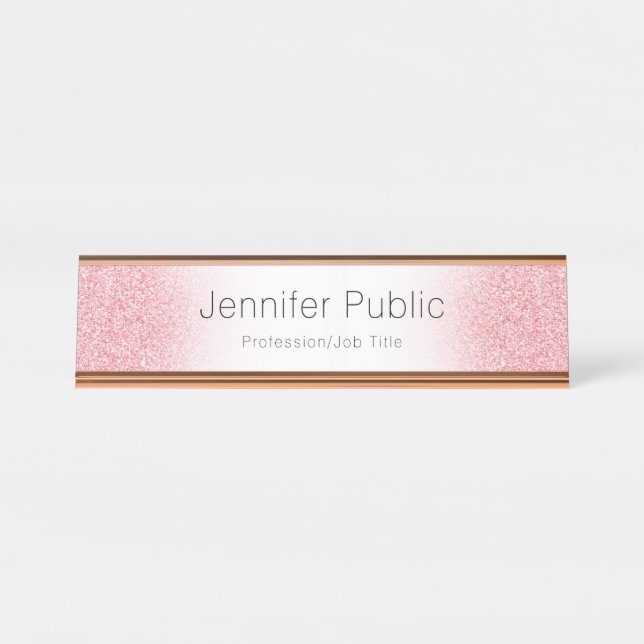 Placa De Nombre Personaliza la plantilla Rosa Gold Modern Elegant (Anverso)