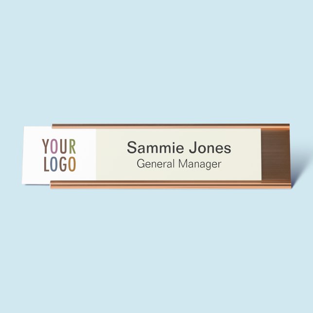 Placa de nombre personalizable con logotipo de la  (MISOOK Name Plate with Logo for Desk, Door, or Wall)