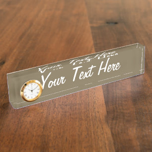Placa De Nombre Personalizable de fondo de color marrón taupe