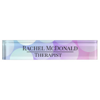 Placa De Nombre Personalizable Escritorio Nombre Plate Bubbles Azu