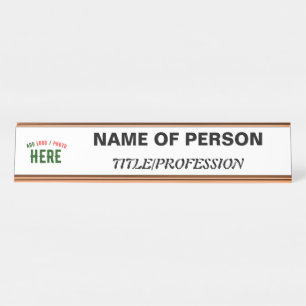 PLACA DE NOMBRE PERSONALIZABLE MODERNO ESTILO BLANCO VERIFICADO MA