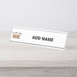 PLACA DE NOMBRE PERSONALIZABLE MODERNO ESTILO BLANCO VERIFICADO MA