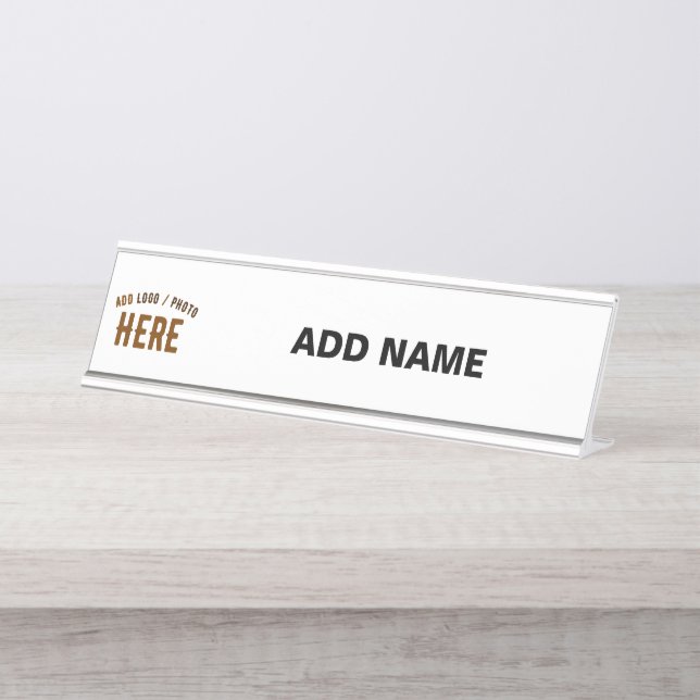 PLACA DE NOMBRE PERSONALIZABLE MODERNO ESTILO BLANCO VERIFICADO MA (Anverso)
