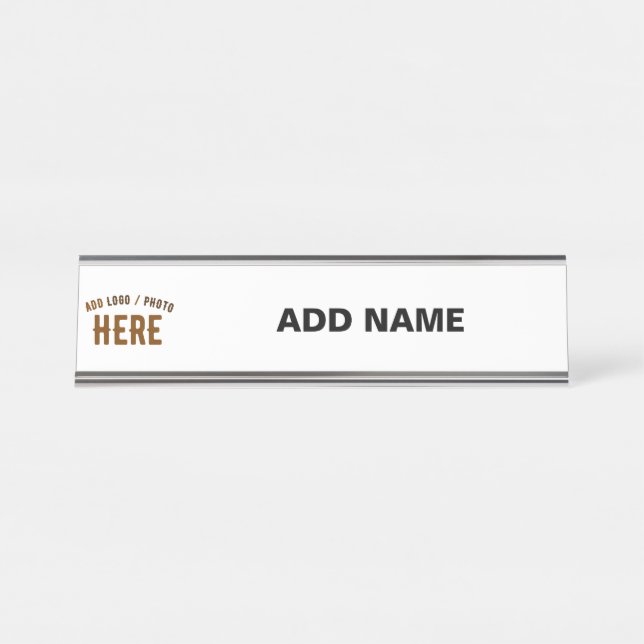 PLACA DE NOMBRE PERSONALIZABLE MODERNO ESTILO BLANCO VERIFICADO MA (Anverso)