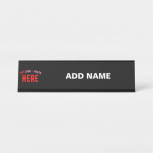 PLACA DE NOMBRE PERSONALIZABLE MODERNO ESTILO NEGRO VERIFICADO MAR