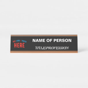 PLACA DE NOMBRE PERSONALIZABLE MODERNO ESTILO NEGRO VERIFICADO MAR