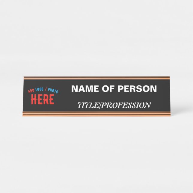 PLACA DE NOMBRE PERSONALIZABLE MODERNO ESTILO NEGRO VERIFICADO MAR (Anverso)
