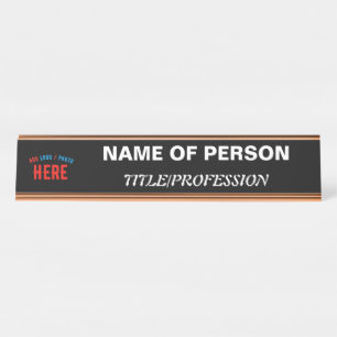 PLACA DE NOMBRE PERSONALIZABLE MODERNO ESTILO NEGRO VERIFICADO MAR
