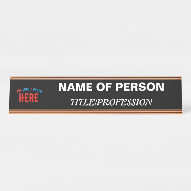 PLACA DE NOMBRE PERSONALIZABLE MODERNO ESTILO NEGRO VERIFICADO MAR (Anverso)