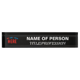 PLACA DE NOMBRE PERSONALIZABLE MODERNO ESTILO NEGRO VERIFICADO MAR